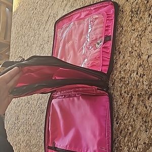 New Modella lots of compartments large cosmetic organizer bag black bright pink